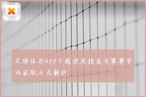 足球体彩app下载使用指南与赛事资讯获取方式解析